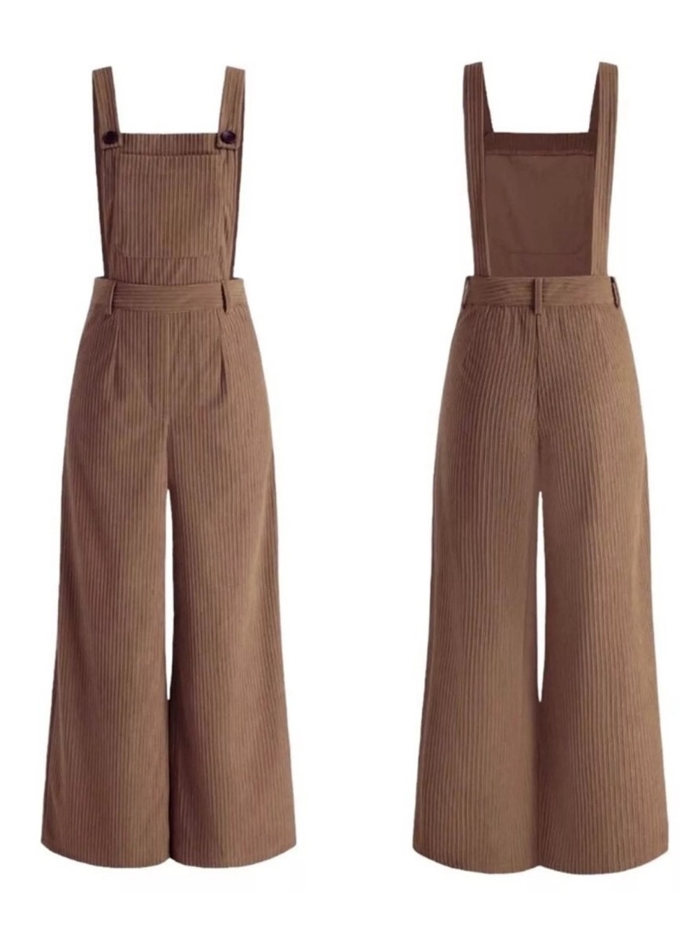Cider | Brown Wide Leg Corduroy Overalls - Picture 2 of 8